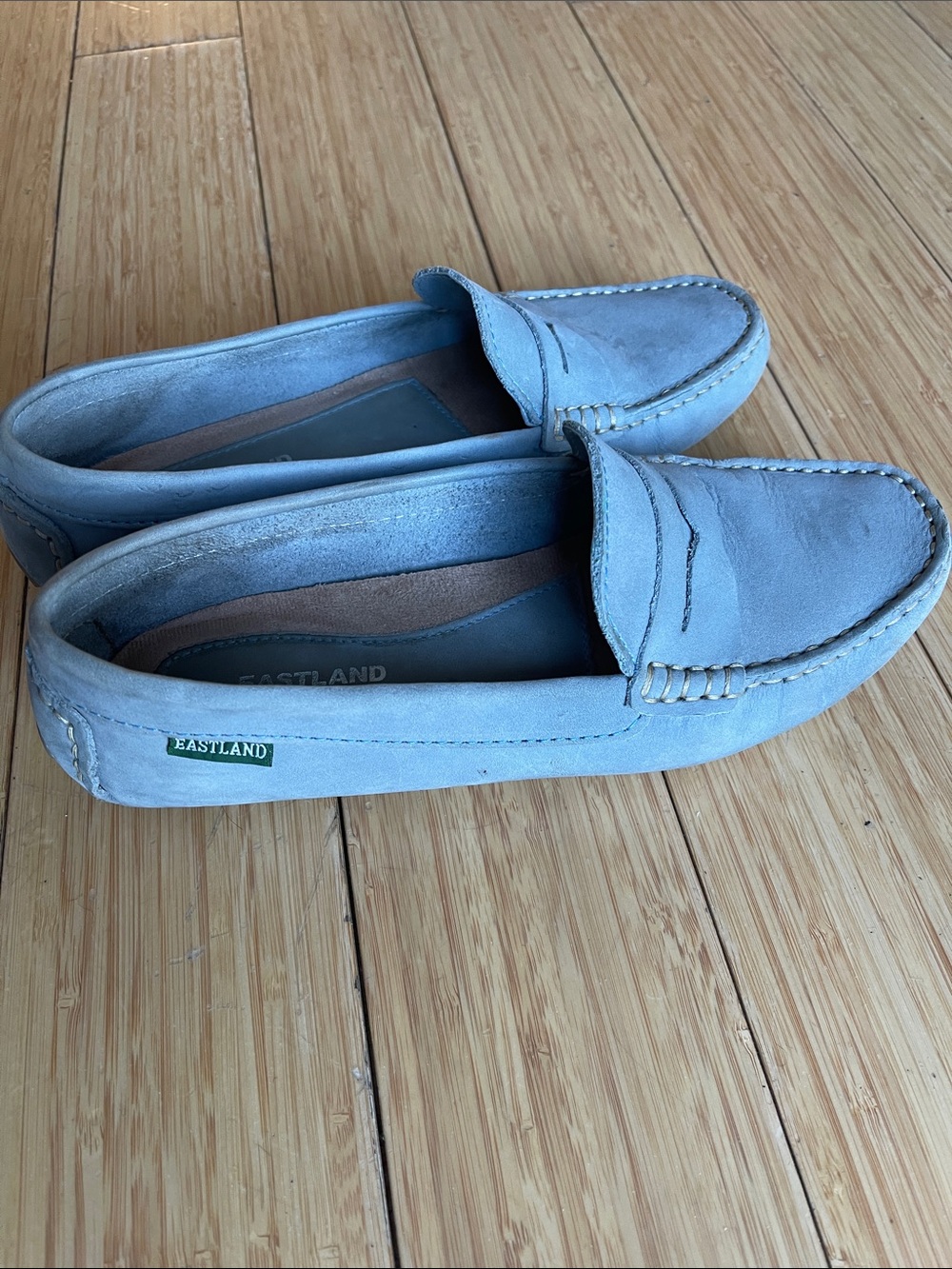 Eastland Women's Powder Blue Suede Penny Loafers